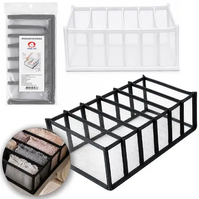 ORGANIZADOR DE POLIESTER TELADO DOBRAVEL ROUPAS INTIMAS 6 DIVISORIAS 32X32X12CM