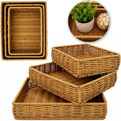 CESTA DE PLASTICO TIPO VIME RETANGULAR 3 PECAS