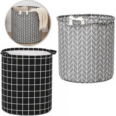 CESTO ORGANIZADOR PARA ROUPAS REDONDO DOBRAVEL COM ALCA 43X35CM