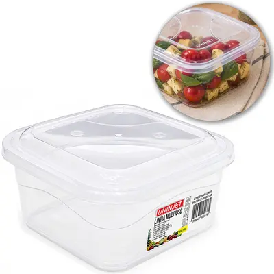CAIXA ORGANIZADOR CONTAINER DE PLASTICO QUADRADO COM TAMPA TRANSPARENTE 1,5 L