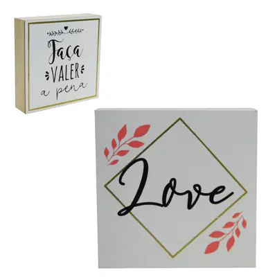ENFEITE FRASES SORTIDAS DE MADEIRA MDF 14,7X3CM