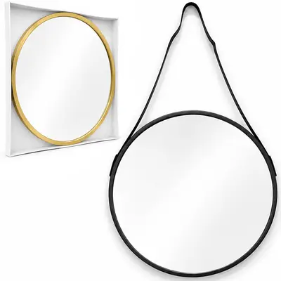 ESPELHO DE PENDURAR EMOLDURADO REDONDO DECORATIVO + ALCA 60CM DE Ø