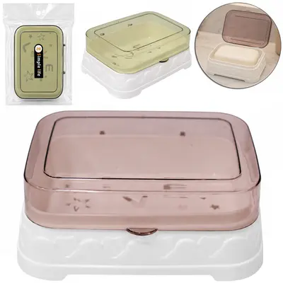 SABONETEIRA DE PIA DE PLASTICO RETANGULAR COM TAMPA 12X9,5CM
