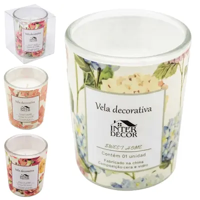 VELA DECORATIVA AROMATICA CASTICAL DE VIDRO REDONDO INTER DECOR 6,5X5 DE Ø