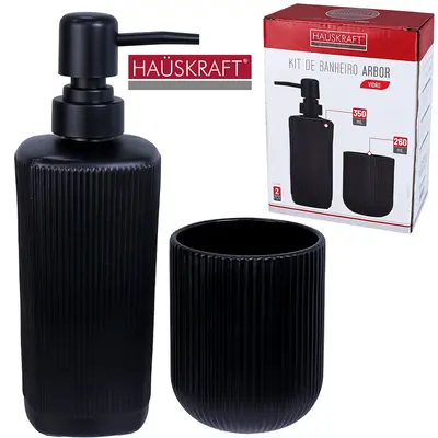 JOGO PARA BANHEIRO DE VIDRO ARBOR HAUSKRAFT COM 2 PECAS 350 / 260ML