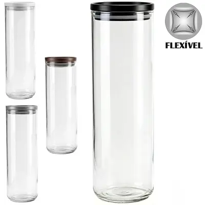 ORGANIZADOR DE PLASTICO PET FLEXIVEL REDONDO COM TAMPA HERMETICA 2L
