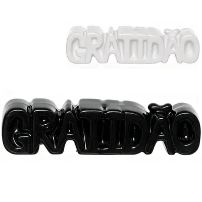 ENFEITE GRATIDAO DE PORCELANA PRETO / BRANCO 13,5X3CM