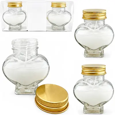 VELA DECORATIVA AROMATICA CASTICAL DE VIDRO CORACAO COM TAMPA DE METAL 8X6,5CM DE Ø