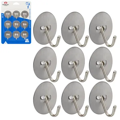 CABIDE GANCHO DE INOX SORTIDOS AUTOADESIVO COM 9 PECAS 5X4CM DE Ø