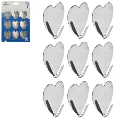 CABIDE GANCHO DE INOX SORTIDOS AUTOADESIVO COM 9 PECAS 4,5X4CM