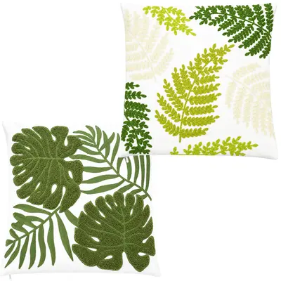 CAPA DE POLIESTER BORDADA PARA ALMOFADA MONTERREY FOLHAGEM GAIA DECOR 45X45CM