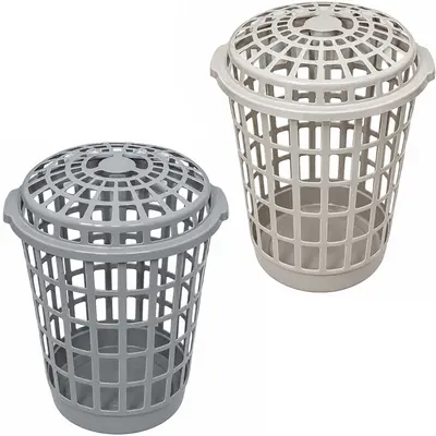 CESTO TELADO DE PLASTICO REDONDO PARA ROUPA ECO COM TAMPA E ALCA COLORS 56L 60X48X45,5CM DE Ø