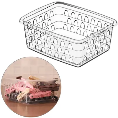 CESTO ORGANIZADOR DE PLASTICO RETANGULAR VAZADO COM ALCA 16X12X6CM