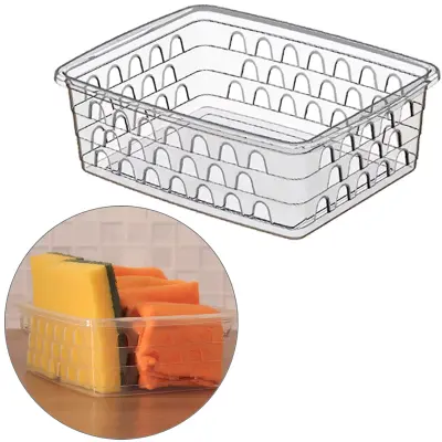 CESTO ORGANIZADOR DE PLASTICO RETANGULAR VAZADO COM ALCA 20X15X7CM