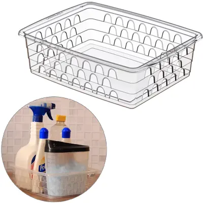 CESTO ORGANIZADOR DE PLASTICO RETANGULAR VAZADO COM ALCA 25X19X7,5CM