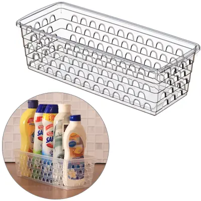 CESTO ORGANIZADOR DE PLASTICO RETANGULAR VAZADO COM ALCA 28X11,5X8CM