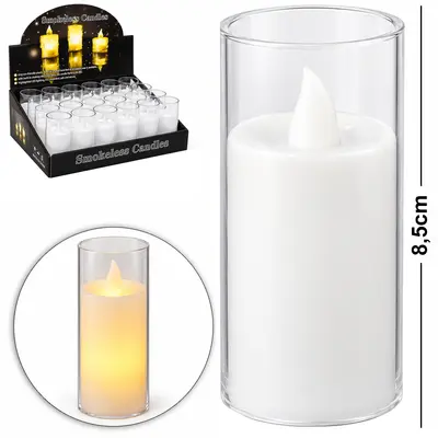 VELA DECORATIVA ELETRONICA DE LED COM CASTICAL DE ACRILICO A BATERIA 8,5X3,5CM DE Ø DP PLAY