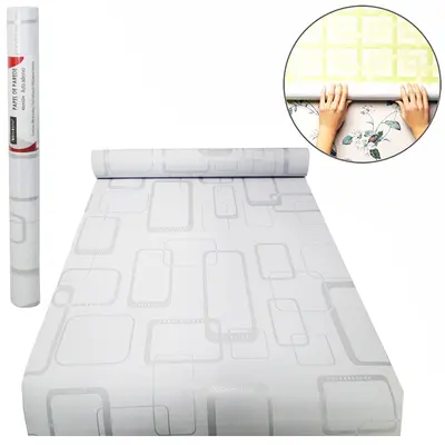 PAPEL DE PAREDE ROLO AUTOADESIVO QUADRADOS 45CMX2M