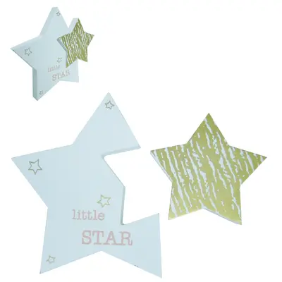 ENFEITE ESTRELA DE MADEIRA MDF LITTLE STAR 2 PECAS