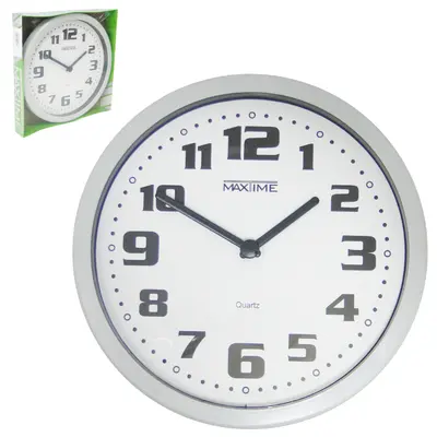 RELOGIO DE PAREDE REDONDO CINZA ARABICO 24CM DE Ø