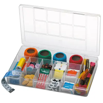 ESTOJO ORGANIZADOR DE PLASTICO RETANGULAR COM 11 DIVISORIAS MEDIO 26,2X17,5X4,3CM
