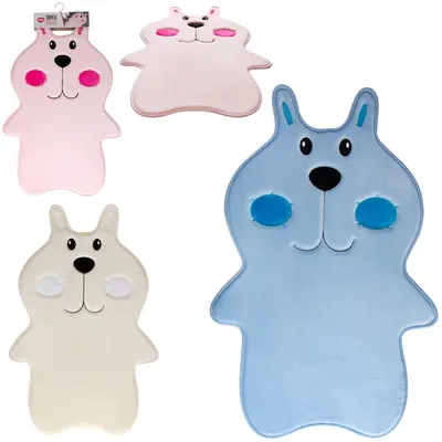 TAPETE DE PISO DE PELUCIA URSO ANTIDERRAPANTE COLORS 80X53CM