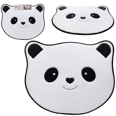 TAPETE DE PISO DE PELUCIA ROSTO PANDA ANTIDERRAPANTE 60X52CM
