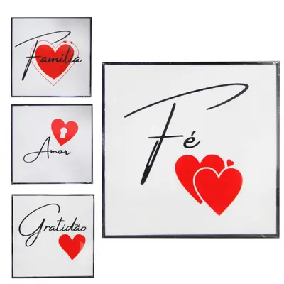 QUADRO DECORATIVO 24X24CM COM MOLDURA DE PLASTICO FRASES