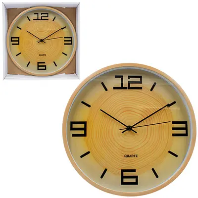 RELOGIO DE PAREDE REDONDO TIPO MADEIRA 30CM DE Ø