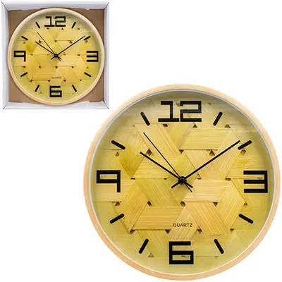 RELOGIO DE PAREDE REDONDO TIPO MADEIRA 30CM DE Ø