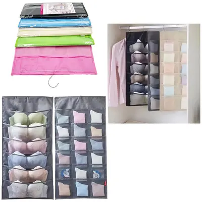 CABIDE ORGANIZADOR DE TECIDO COM 24 BOLSOS FRENTE E VERSO MULTIUSO COLORS 78X40CM
