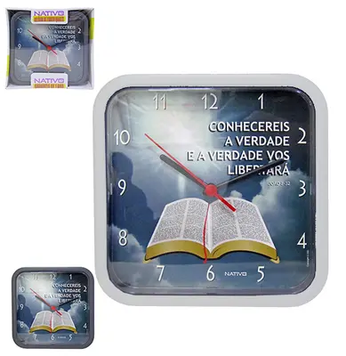 RELOGIO DE PAREDE QUADRADO CONHECEREIS A VERDADE 22CM
