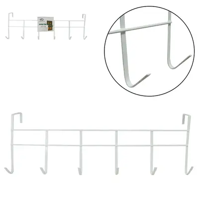 CABIDE GANCHO ARAMADO PARA PORTA COM 6 GANCHOS BRANCO 45X15,5CM