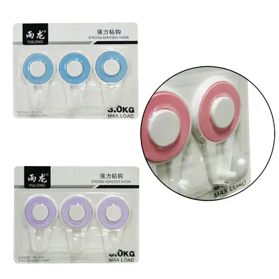 CABIDE GANCHO DE PLASTICO REDONDO AUTOADESIVO COM 3 PECAS 9X5,5CM DE Ø NA CARTELA