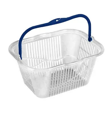 CESTA DE PLASTICO PARA PRENDEDOR RETANGULAR COM ALCA 21,5X17,5CM