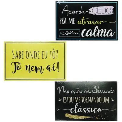 QUADRO DECORATIVO DE MADEIRA MDF FRASES PARA PENDURAR 24X15CM