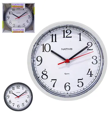 RELOGIO DE PAREDE REDONDO LISO SORTIDOS 23CM DE Ø