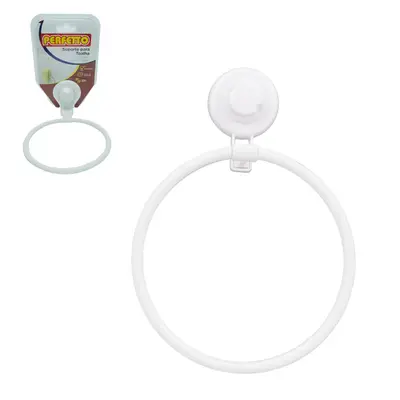 SUPORTE PORTA TOALHA DE ROSTO DE PAREDE DE PLASTICO BRANCO COM VENTOSA 23X6X16CM DE Ø