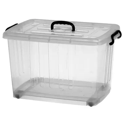 CAIXA ORGANIZADOR CONTAINER DE PLASTICO RETANGULAR COM RODIZIO + TAMPA E ALCA Nº6 77L 64,5X46X41CM