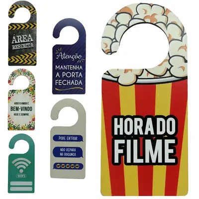 ENFEITE PLACA DE MADEIRA MDF ESTAMPAS SORTIDAS PARA PENDURAR 20X8,8CM