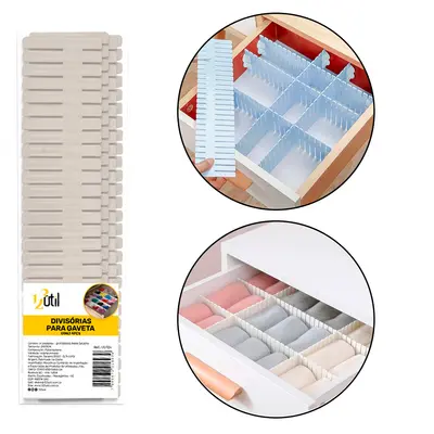 ORGANIZADOR DIVISORIA DE GAVETA BRANCO COM 4 PECAS 24X7CM