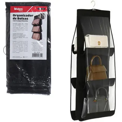 CABIDE ORGANIZADOR DE POLIESTER PARA 6 BOLSAS MULTIUSO 95X35CM