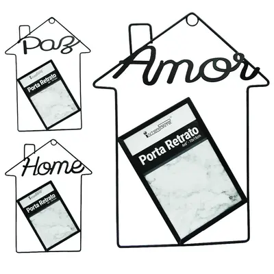 PORTA RETRATO 10X15 COM MOLDURA ARAMADO FRASES SORTIDAS BLACK