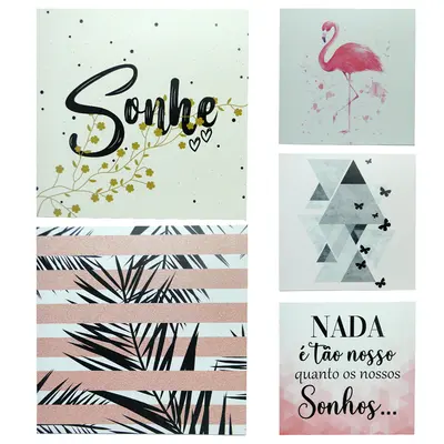 QUADRO DECORATIVO 20X20CM DE MADEIRA MDF AUTOADESIVO ESTAMPAS SORTIDAS