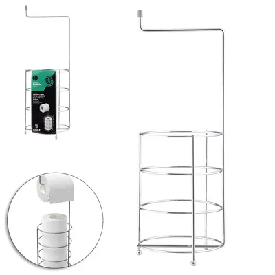 SUPORTE PORTA PAPEL HIGIENICO DE PISO ARAMADO PARA 3 ROLOS CROMADO 39,5X17X13CM DE Ø