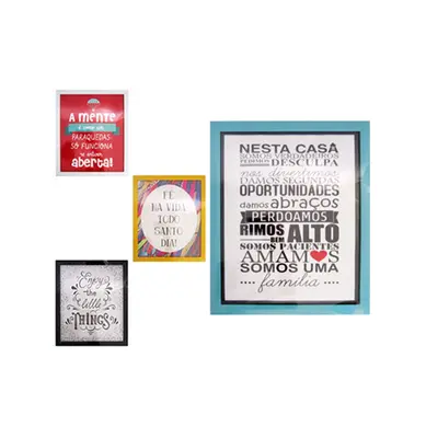 QUADRO DECORATIVO 30X36CM COM MOLDURA DE PLASTICO COLORS FRASES