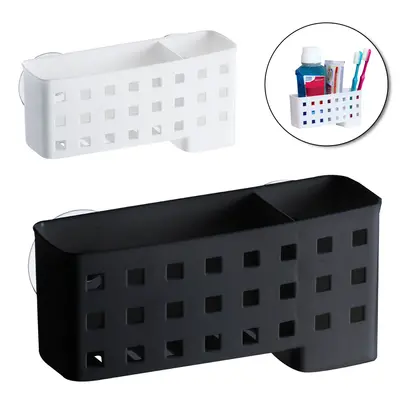 PORTA ESCOVA DENTAL DE PAREDE DE PLASTICO QUADRATTA COM VENTOSA 17,5X5CM