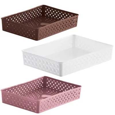 CESTO ORGANIZADOR DE PLASTICO RETANGULAR RATTAN COLORS 34X25CM