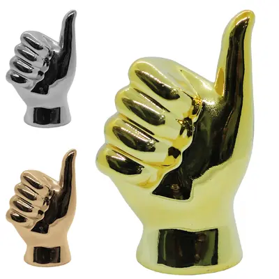 ENFEITE MAO JOIA DE PORCELANA METALIZADO 11,5X7X4,5CM