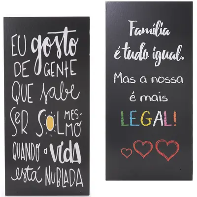QUADRO DECORATIVO 25X52CM DE MADEIRA MDF FRASES SORTIDAS